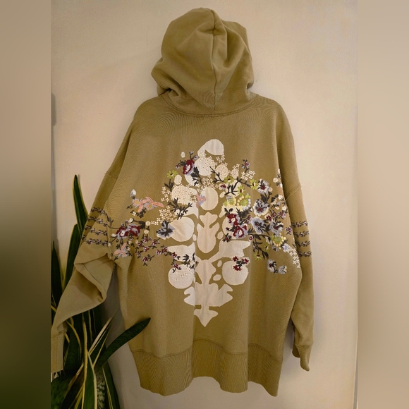 NWT FP Movement by Free People Floral Embroidered Hoodie - Olive - Picture 5 of 12